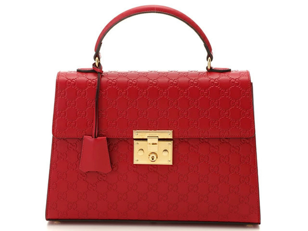 Gucci GG Handbag Red Calfskin